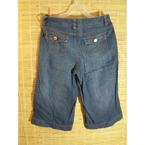 Liz Claiborne Womens Denim Wide Leg Capri Pant Cot - Picture 3 of 8